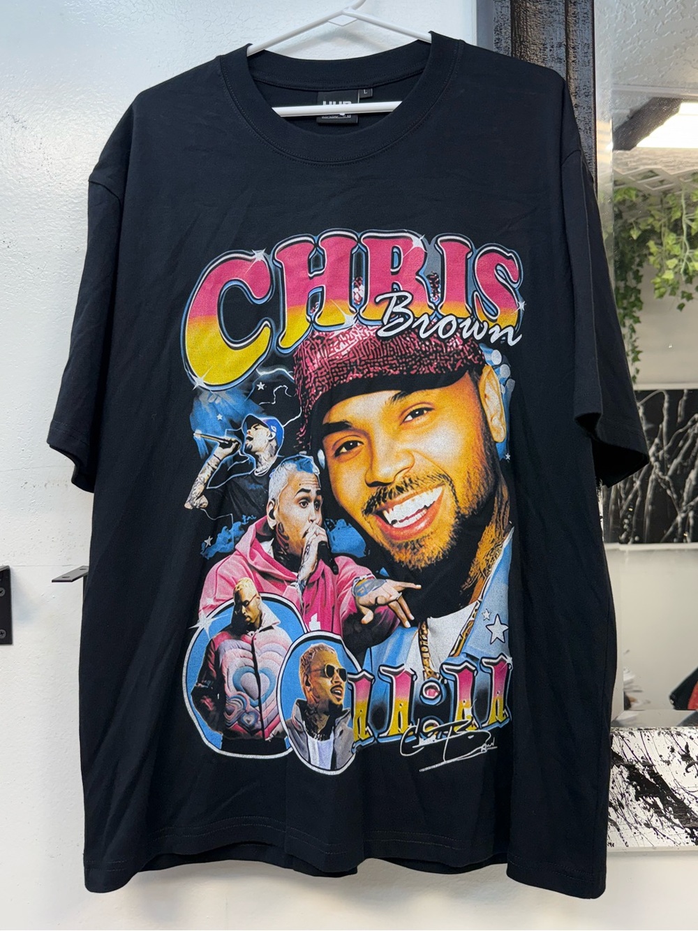 Chris Brown Graphic Black Tee - Bold Portrait Print